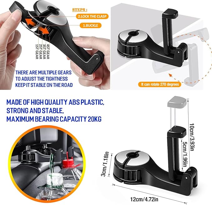 3 Pieces Car Cup Holder Expander with Coaster for Car and Car Hook, Car Drink Cup Holder Expander Insert Stable and Malleable