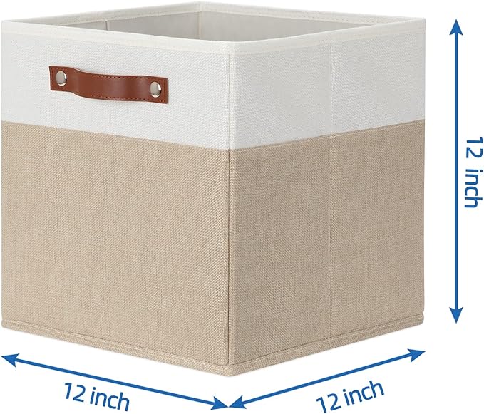 Temary Fabric Storage Cubes - 12 Inch Collapsible Bins (4Pack) - Empty Gift Baskets for Organizing Shelves, Closets, Nursery 