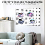 16 Set Clear Peg Board Bins and Baskets Pegboard Organizer Accessories with Hooks Pegboard Containers Wall Sticker Label and 