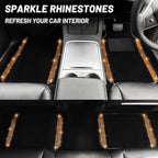 NBTEPEM Bling Car Floor Mats Full Set and Steering Wheel Cover, Universal Fit Most Cars, 4 pcs Sparkle Glitter Diamond Carpet, 5 pcs Bling Car Accessories Set for Women (Orange Diamond)