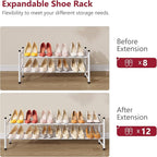 Tajsoon Expandable Shoe Rack for Closet 2 Tier, 28“-41“ Adjustable & Stackable Shoe Shelf Storage, Metal Shoe Rack Organizer 