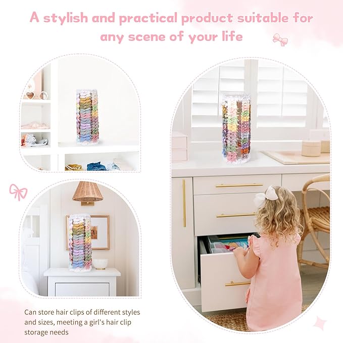 POVETIRE Bow Holder for Girls Hair Bows,Pink Hair Bow Organizer, Hair Clips Stand Hair Accessories Rack Display Decors Baby N