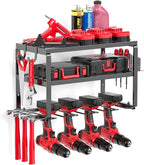 Heavy Duty Drill Holder & Power Tool Organizer Wall Mount, Metal Cordless Tool Organizer for Cordless Drill, Accessory Holder