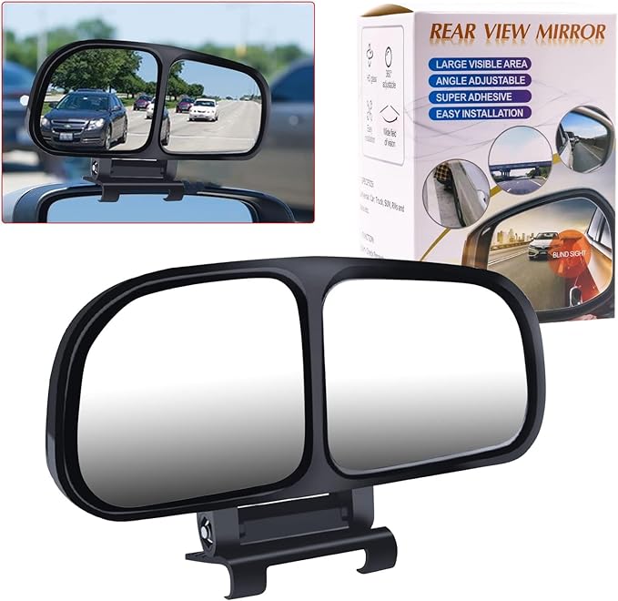 Car Blind Spot Rearview Mirror, Retrofit Mirror Wide Angle Reversing Auxiliary Mirror, Glass HD Wide View Field Double-Side Mirror 360°Adjustable, Right