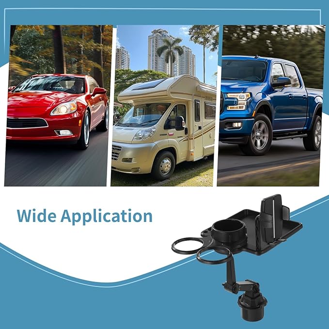 Cup Holder Tray for Car, Car Food Tray with Phone Stand, Car Table Tray, Detachable 360° Rotation, Ideal for Daily use and Road Trip Dining