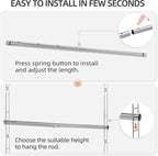 STORAGE MANIAC Hanging Closet Rod, Adjustable Width and Height Closet Hanging Organizer, Space-Saving Clothes Hanging Bar, Cl