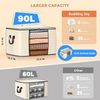 90 L Large Storage Bags, 4 Pack Clothes Storage Bins Foldable Closet Organizers Storage Containers with Reinforced Handle for