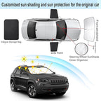 3PCS Car Window Shades Front Windshield Sun Shade Foldable Window Shade Custom Fit for Jeep Cherokee 2016-2019 Accessories Car Shades for Front Windows Anti-UV Rays Block Heat