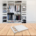 Adjustable Wardrobe Partition Rack – Telescopic Closet Divider Shelf for Organizing Clothes, Shoes & Accessories, Plastic + C