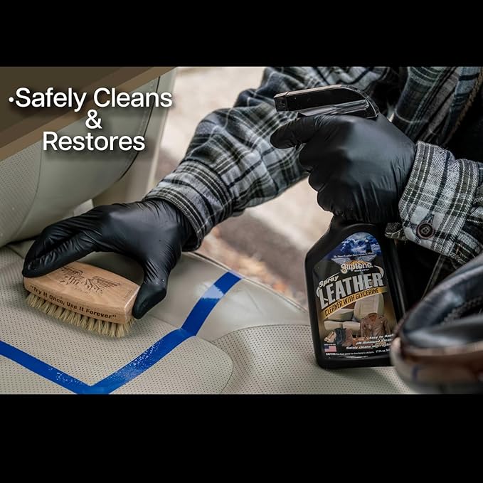 Gliptone Leather Cleaner Spray with Glycerine, pH Balanced, Safely Cleans and Restores, 17 fl oz