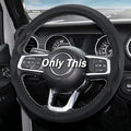 3-Piece Leather Steering Wheel Cover, Custom Fit for Jeep Wrangler 2018-2026 Gladiator 2020-2026,Quick Install Ultra-Thin & Non-Slip,Interior Car Accessories for Men Women(Black Hole)