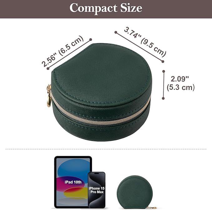 ProCase Travel Size Jewelry Box, Mini Portable Seashell-Shaped Jewelry Case, 2 Layer Organizer in PU Leather for Women -Emera