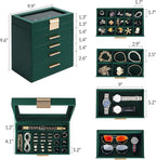 Somduy Jewelry Box, 5 Layers Jewelry Storage Display Box with Glass Lid for Women, 4 Drawers,Large Capacity for Necklace Earr