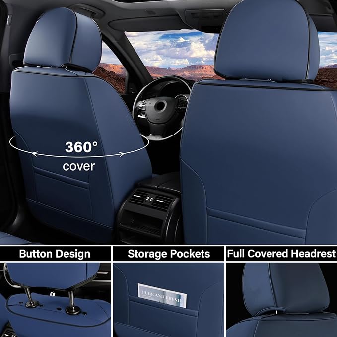Coverado Car Seat Covers Front, Seat Covers for Cars, Waterproof Car Seat Cushions, 2-Pack Leather Carseat Seat Protectors, U