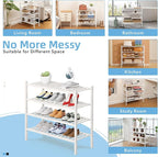 4 Tier Bamboo Shoe Rack Storage Organizer for Closet, Multifunctional Stackable Free Standing Shoe Shelf Organizer for Small 