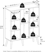 Furinno Claude Mid Century Style Book Shelf, 8-Cube Bookshelf, Cube Storage Organizer Bookcase with Wood Legs, 10.9 x 31.5 x 
