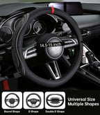 XCBYT Steering Wheel Cover - Black Leather Steering Wheel Wrap Great Grip with 3D Honeycomb Quick and Effortless Installation