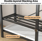 Portable Foldable Wardrobe Closet with Cover, Metal Clothing Rack with Hanging Rods, Space-Saving Storage Organizer for Bedro