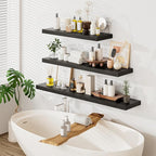 Heimlove 48W x 12D Long Floating Shelf, 12 Inch Deep Black Floating Shelves for Wall Set of 2, Wood Shelves for Bedroom Livin