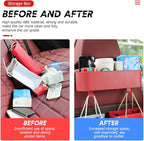 BELOMI Car Headrest Backseat Organizer with Cup Holder, Seat Back Hanging Storage Box with Hooks, Multi-Functional Drink Pocket Food Snack Phone Tray for Kids, Car Travel Accessories (Red)