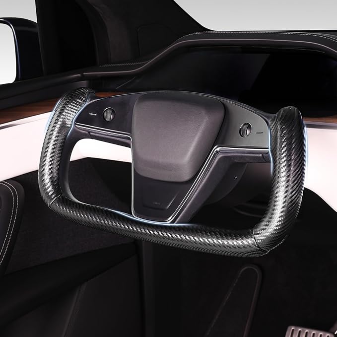 Steering Wheel Cover for Tesla Yoke Steering Wheel, Car Steering Wheel Cover for Tesla Model S 2021-Present/Model X 2021-Present Steering Wheel Accessories Black