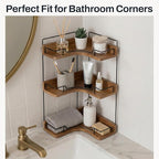 3-Tier Bathroom Counter Organizer, Wooden Corner Shelf for Vanity Countertop Skincare & Makeup, Storage and Organization for 
