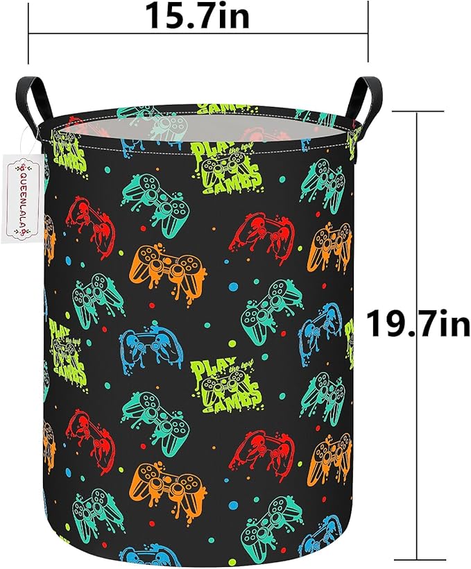 QUEENLALA Large Storage Basket,Laundry Hamper/Bathroom/Home Decor/Collapsible Round Storage Bin,Boys and Girls Hamper/Boxes/C
