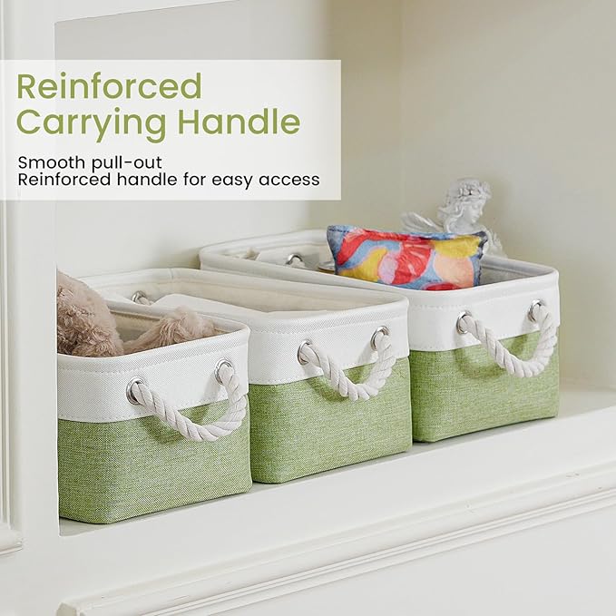 Storage Baskets for Shelves 11.8x7.9x5.2 Inch, Foldable Fabric Storage Bins with Handles, Small Storage Baskets for Organizin