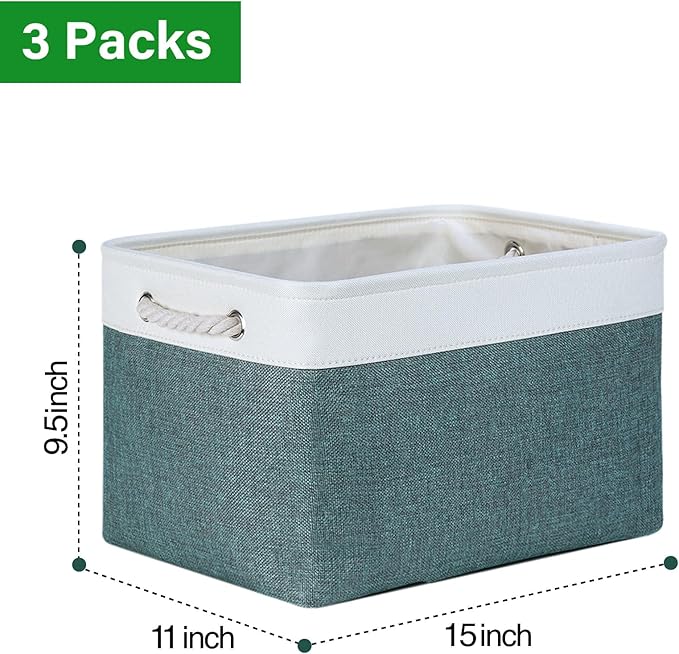 Bidtakay Fabric Storage Baskets for Shelves 3 Pack Large Storage Bins for Organizing Linen Collapsible Organizer for Closet-D