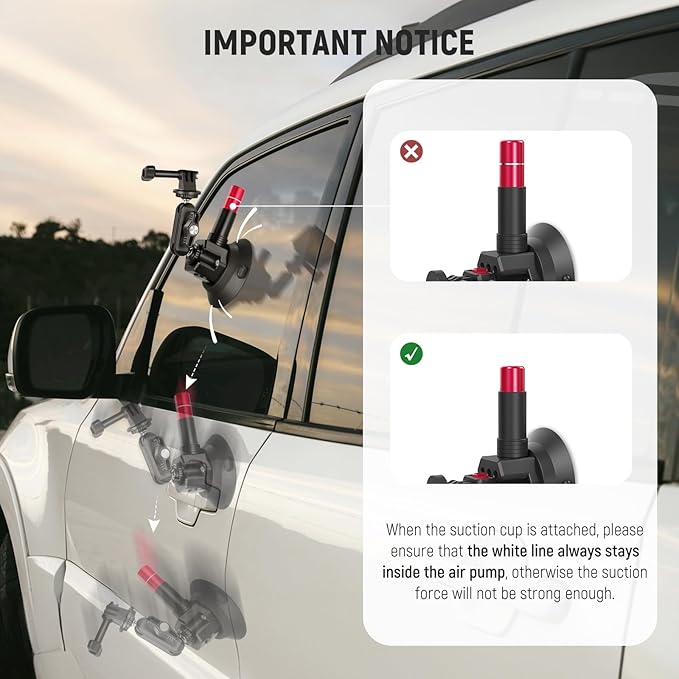 NEEWER Triple Suction Cup Car Mount Kit with 2in1 Extension Pole/Selfie Stick, Quick Release Outside Windshield Magic Arm Camera Mount Compatible with Insta360 Action Cam, Cleaning Cloth, CA065