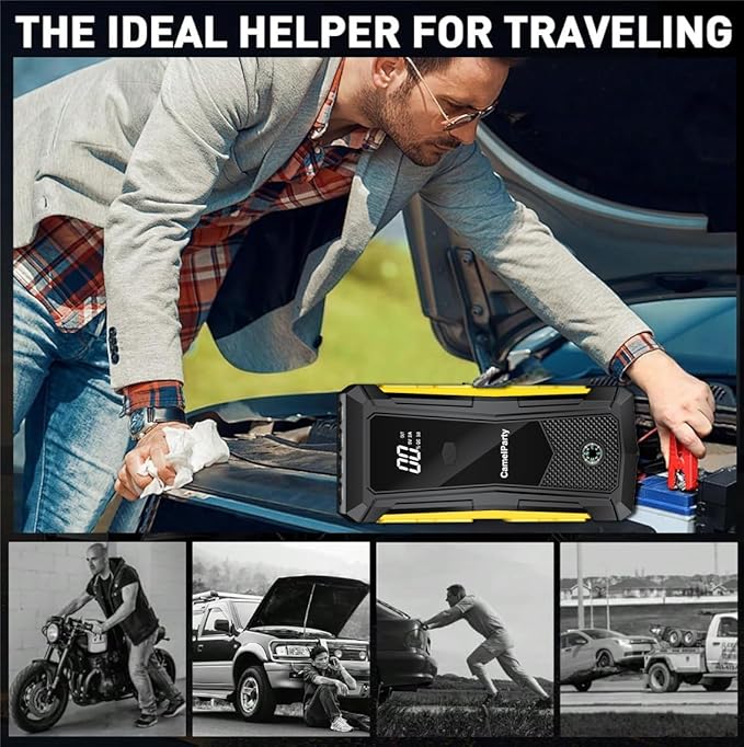 600A Jump Starter -12V Lithium Battery Booster Pack, Portable Jump Box, 12000mAh Power Bank & Jumper Cables - for 4.0L Gas and 2.0L Diesel Engines. Suitable for Car/SUV, Motorcycles, Trucks, Yacht
