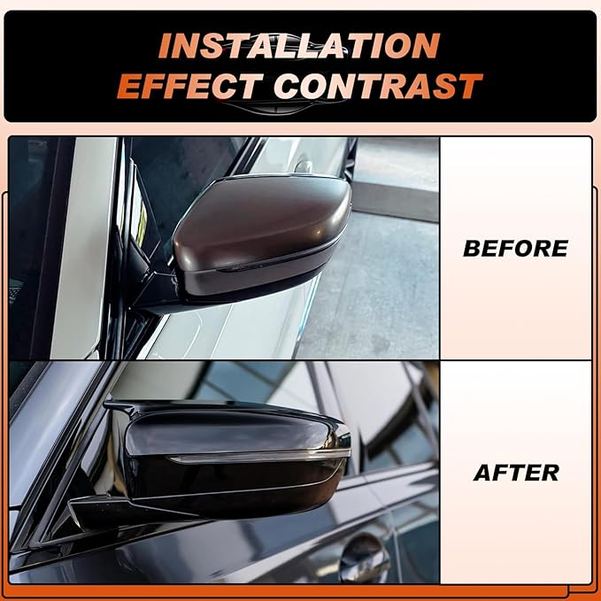 Glossy Black Mirror Cover Caps Rearview Side Mirror Covers Fit for BMW G20 G21 G30 G31 G11 G12 G14 G15 G16 2017 2018 2019 2020 2021 2022 Left Driver Side Right Passenger Side-2 PCS