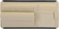 X AUTOHAUX Beige Universal Car Sun Visor Organizer Sunglasses Case Storage Pocket Hook and Loop Tape ABS PU Leather for SUV RV Truck