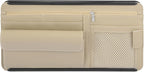 X AUTOHAUX Beige Universal Car Sun Visor Organizer Sunglasses Case Storage Pocket Hook and Loop Tape ABS PU Leather for SUV RV Truck