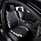 Flying Banner car seat Covers Protects Water Proof Faux Leather Carbon Fiber Fronts Rear Bench Covers (Cow Black, Full Set - 