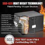 6200°F Upgraded Fireproof Document Box with 10-Layer Heat Decay Structure for Letter Legal Folders Home Office and Business T