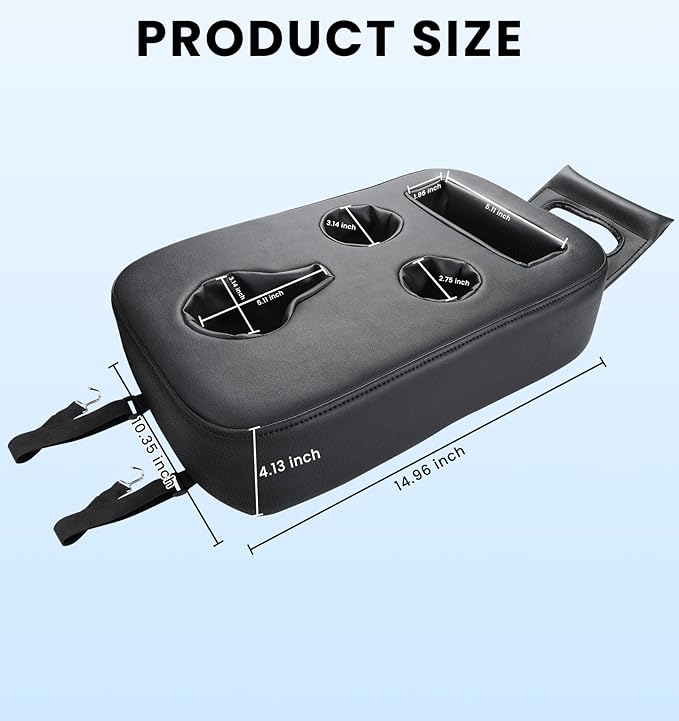 Upgraded Car Cup Holder with Dual Secure Straps, Back Seat Cup Holder for Car, PU Leather Truck Cup Holder, Boat Tray Organizer for Trucks, Minivans, SUVs, RVs, Holds Coffee, Snacks, Cell Phone