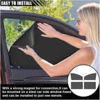 4PCS Car Side Window Sun Shades, Auto Window Sunshades Privacy Curtains Blackout with Magnetic, UV Rays, Heat Protection Stretch Car Window Covers for Sleeping, Camping, Breastfeeding (Front & Back)
