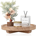Round Decorative Tray Wood Bathroom Counter Organizer Farmhouse Kitchen Decor Wooden Riser for Soap Dish, Perfume, Candle, Sp