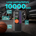 Tire Inflator Portable Air Compressor,150 PSI Cordless Air Pump, 12V DC Car Plug,Dual Power 10000mAh, Fast Inflation 24L/Min, 4 Preset Modes for Car, Bike, Motorcycle, Balls(Orange, 10000mAh)