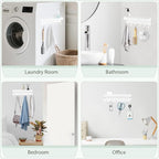 Magnetic Key Holder Wall Mount, Small Metal Key Rack with Tray, 9.6 Inch, 6 Hooks, 2 Installation Options, White