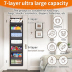 Toread 7-Layer Door-Mounted Baseball Cap Organizer, Dust-Proof Hat Rack Holds 90 Hats, Adjustable Non-Slip Hooks, Multi-Purpo