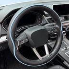 HAOTULE Leather Steering Wheel Cover， with Anti-Slip Stripe Design - Enhanced Grip, Fashion Style, Safe, Non-Slip, Breathable