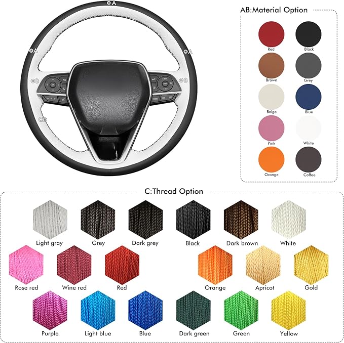 MEWANT Hand Sewn 3D Style Steering Wheel Cover for Toyota Camry 2018-2019/Toyota Avalon 2019/Toyota Corolla 2019-2020/Toyota RAV4 2019 Steering Wheel Accessories