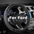 West Llama Car Steering Wheel Cover for Ford Escape,Explorer,Fusion,Focus,Bronco,Transit,Edge(Diamond Quilted - Black+Gray- S