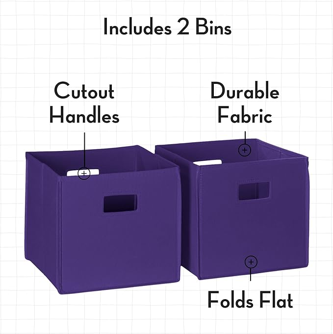 RiverRidge Folding Storage Bins with Handles Dark Purple Cube Storage Organizer for Closet, Bedroom & Playroom - Closet Organ
