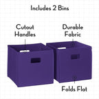 RiverRidge Folding Storage Bins with Handles Dark Purple Cube Storage Organizer for Closet, Bedroom & Playroom - Closet Organ