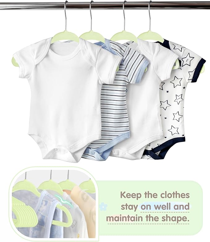 VIS'V Baby Hangers, 11 Inch Velvet Kids Hangers with 6 Pcs Clothes Size Dividers, Infant Toddler Nursery Closet Organization,
