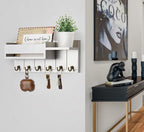 RelaxScene Key Holder Wall Mount - Key Hooks for Wall Decor Living Room - Wooden Key Hanger Rack and Mail Organizer with Shel