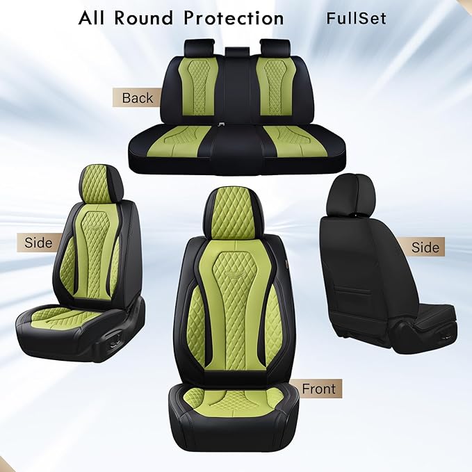 Coverado Seat Covers, Car Seat Covers Full Set, Green Car Seat Cover, Car Seat Cushion Waterproof, Luxury Auto Seat Covers, S